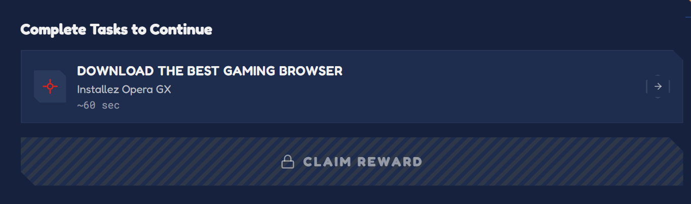 The LootLabs task row, with the arrow button on the right